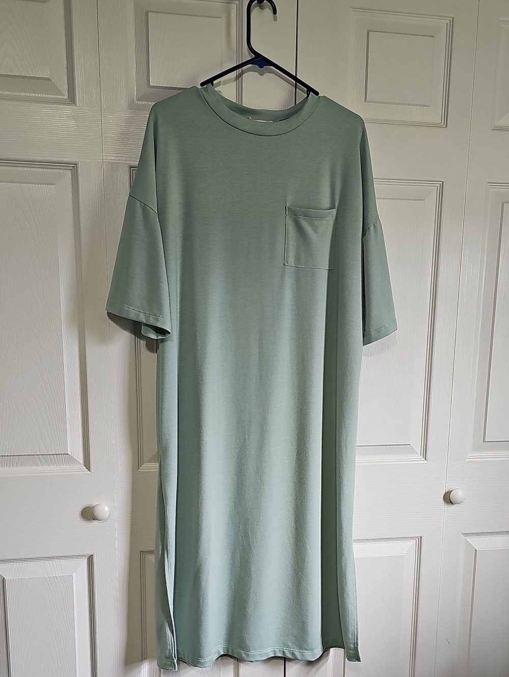 Relaxed Pocket T-Shirt Dress in Soft Sage